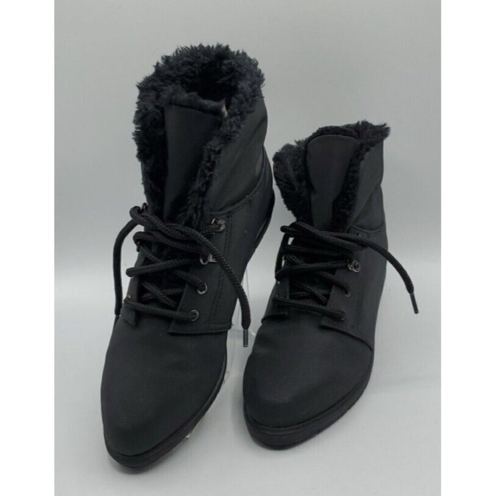 Original Rugged Outback  Womens Ankle Boots Black Waterproof 7.5 Sherpa Grunge